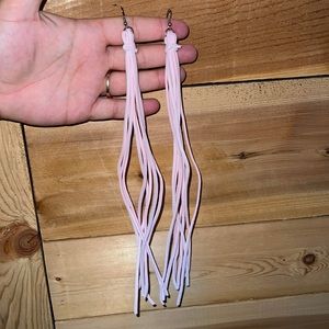 Faux suede fringe earrings